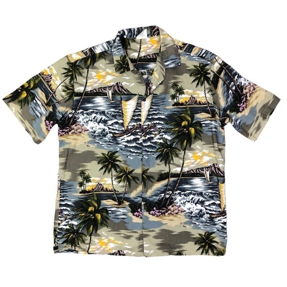 Vintage Hawaiian Shirt made in Hawaii souvenir button down short sleeve L - Picture 1 of 6